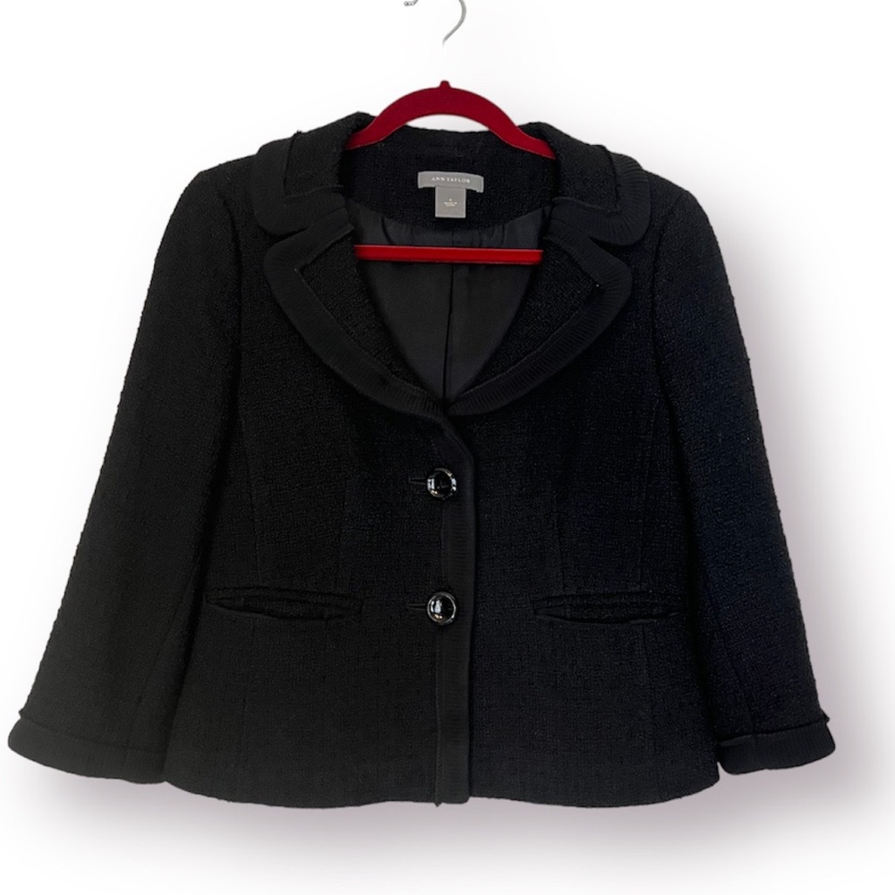 ANN TAYLOR | Fitted Black Tweed Blazer
